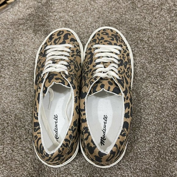 MADEWELL Women’s Size 8 Sidewalk Low-Top Sneakers Leopard Print Recycled Canvas - Picture 7 of 8